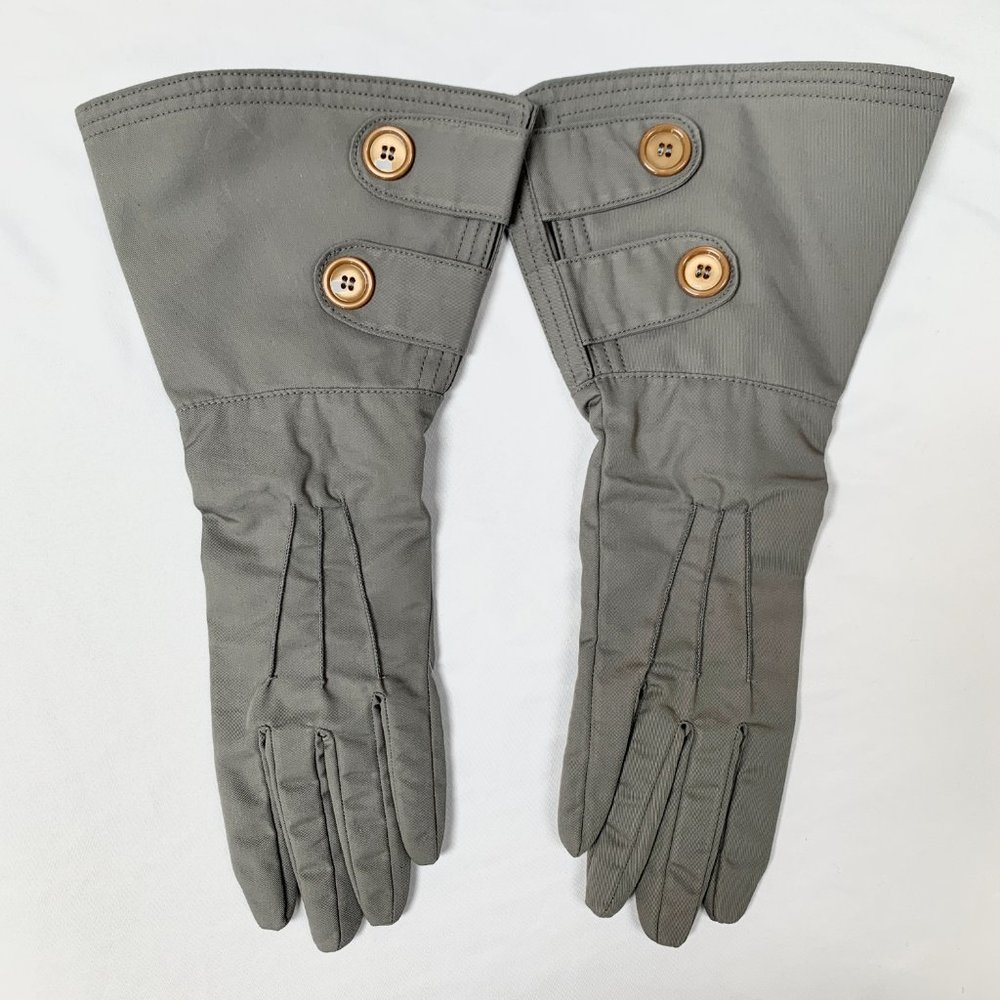 Gucci Washed Gabardine Long Button Gloves in Gray - Picture 2 of 9
